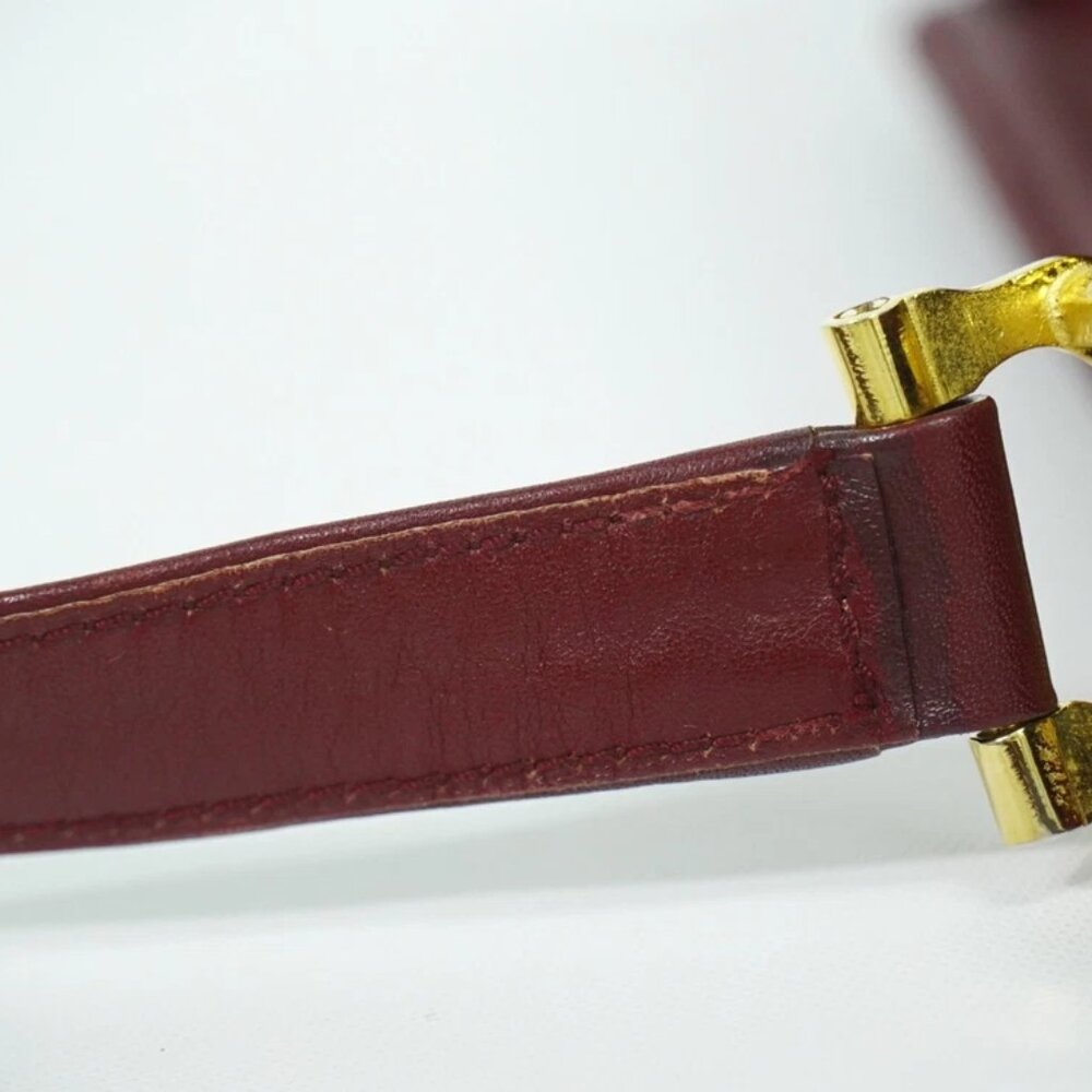 Cartier Must Leather Shoulder Crossbody Bag Bordeaux Gold - Picture 5 of 15